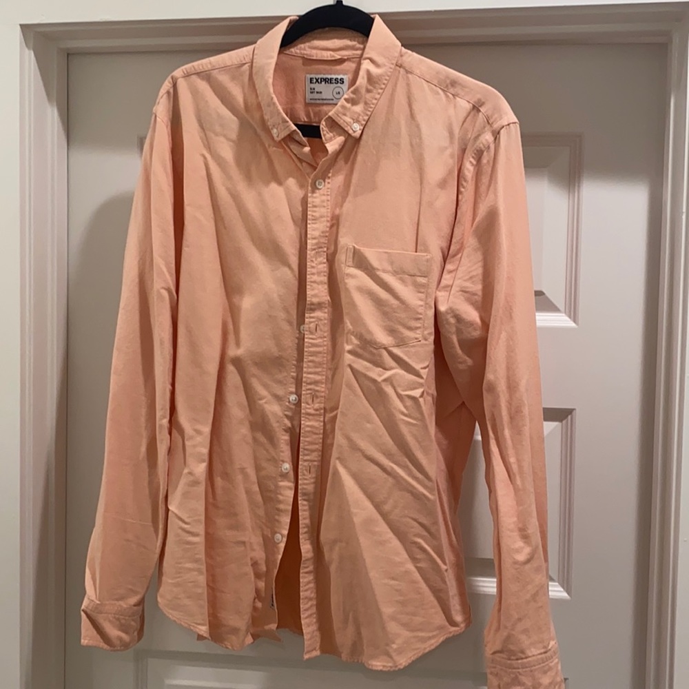 Express coral dress shirt slim fit
